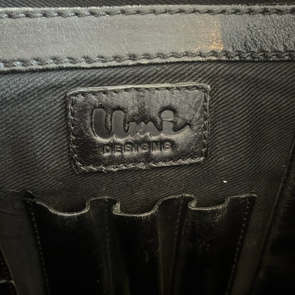 Vintage Men’s Umi Distressed Black Brown Leather Large Zip Portfolio Briefcase - Picture 8 of 14